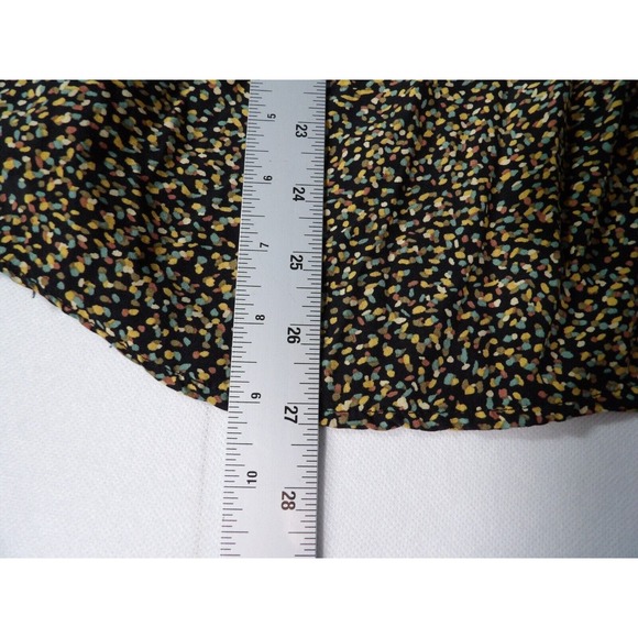 CJ Banks 1X Top Blouse Confetti Print Colorful Button Up Black Office Career - Picture 9 of 10